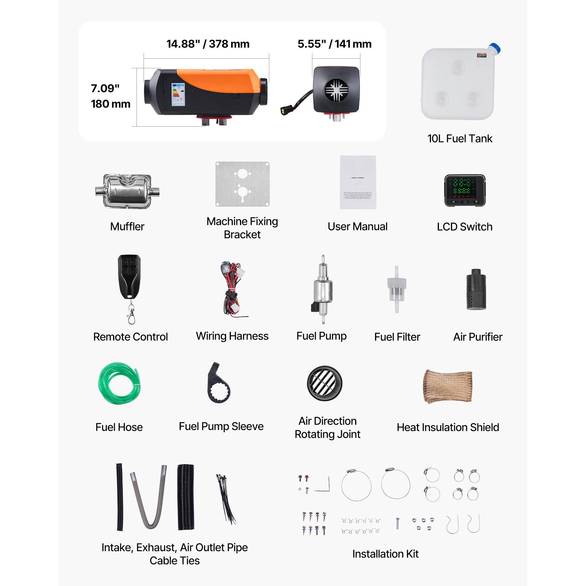 디젤 에어 히터, 8kW, DC12-24V, 원격 제어 - Diesel Heater Fuel Tank 10L 리뷰 및 가격